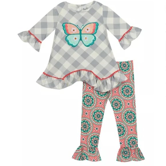 'RARE EDITIONS' TOP & PANTS BUTTERFLY SET - Picture 12 of 15